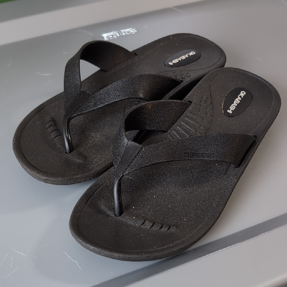 Okabashi Black Women's Maui Flip Flop Sandals Size Small